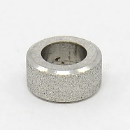 Stainless Steel Large Hole Column Textured Beads, Stainless Steel Color, 10x5mm, Hole: 6mm(STAS-G037-13)