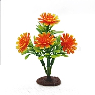 Simulation Chrysanthemum Artificial Flower Micro Landscape Ornament, Dollhouse Wooden Cabinet Toy, Micro Landscape Dollhouse Accessories, Pretending Prop Decorations, Orange Red, 85x70mm(PW-WGD200F-01)