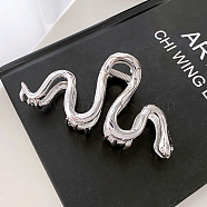 Snake Shape Alloy Large Claw Hair Clips, for Woman Thick Hair, Platinum, 49x105x50mm(SNAK-PW0001-35C)