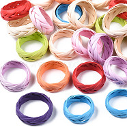 Straw Rope Braided Finger Ring for Women, Mixed Color, US Size 7(17.3mm)(RJEW-T022-004)
