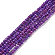 Natural Sugilite Beads Strands, Faceted, Round, 2~2.5mm, Hole: 0.7mm, about 182pcs/strand, 15.55''(39.5cm)(G-D463-07)