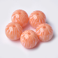 Resin Beads, Round, Coral, 14x13.5mm, Hole: 2.5mm(RESI-S372-14mm-02C)