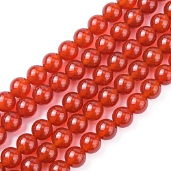 Natural Carnelian Beads Strands, Grade A, Dyed, Round, 8mm, Hole: 1mm, 24pcs/strand, 8 inch(G-C076-8mm-2A)