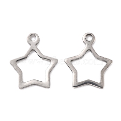 Tarnish Resistant 201 Stainless Steel Charms, Star, Stainless Steel Color, 13x11x0.8mm, Hole: 1.2mm(STAS-K217-05)