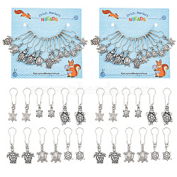 24Pcs Tibetan Style Alloy Tortoise Stitch Markers, for Sewing Knitting Craft, Antique Silver, 3.7~4.6cm(HJEW-NB0001-55)