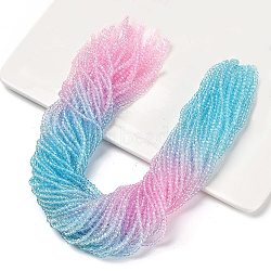 Transparent Painted Glass Beads Strands, Faceted, Rondelle, Colorful, 3.4x2.6mm, Hole: 0.5mm, about 135~140pcs/strand, 32~34cm(X1-DGLA-A034-T2mm-A22)