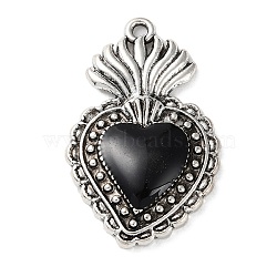 Alloy Enamel Pendants, Antique Silver, Sacred Heart, 35x21.5x4mm, Hole: 2mm(ENAM-Q503-01AS-07)