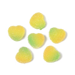 Imitation Candy Food Style Resin Cabochons, Heart, Gradient Color, Gold, 9.5x10x5mm(RESI-R461-01C)