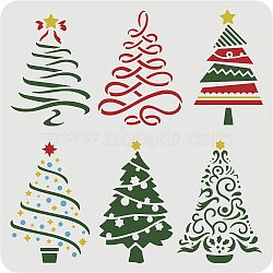 Large Plastic Reusable Drawing Painting Stencils Templates, for Painting on Scrapbook Fabric Tiles Floor Furniture Wood, Square, Christmas Tree Pattern, 300x300mm(DIY-WH0172-735)
