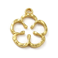 304 Stainless Steel Pendants, Hollow Flower Charm, Real 18K Gold Plated, 25.5x22x7mm, Hole: 2.7mm(STAS-Q322-02G-01)