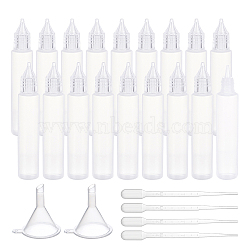 BENECREAT PE Squeeze Bottle Kits, with Plastic Funnel Hopper & Dropper, White, 22x120mm, Capacity: 30ml(1.01 fl. oz)(AJEW-BC0001-43)