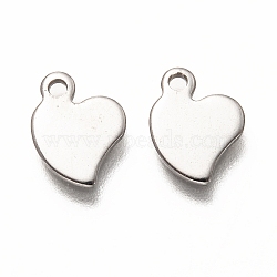 304 Stainless Steel Charms, Laser Cut, Heart, Stainless Steel Color, 10.5x8x0.8mm, Hole: 1.4mm(STAS-I176-16P)