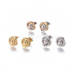 304 Stainless Steel Stud Earrings, Hypoallergenic Earrings, with Ear Nuts, Mixed Color, 11.5mm, Pin: 0.8mm, 6pairs/card(EJEW-L241-01B)