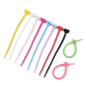 Heart Shape Silicone Cable Zip Ties, Cord Organizer Strap, for Wire Management, Mixed Color, 128x13x4.5mm