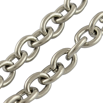 Tarnish Resistant 304 Stainless Steel Cable Chains, Unwelded, Oval, Stainless Steel Color, 4x3x0.8mm