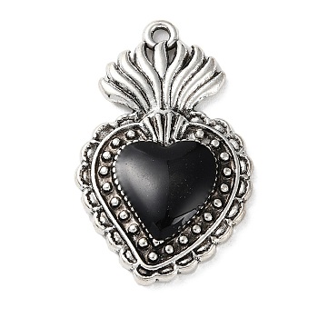 Alloy Enamel Pendants, Antique Silver, Sacred Heart, 35x21.5x4mm, Hole: 2mm