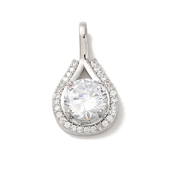 Micro Pave Clear Cubic Zirconia Pendants, Teardrop, 21.5x12x5.5mm, Hole: 2.5x4.5mm