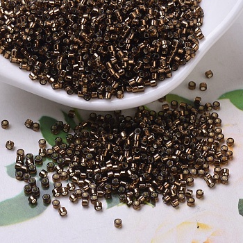 MIYUKI Delica Beads Small, Cylinder, Japanese Seed Beads, 15/0, (DBS0150) Silver Lined Root Beer, 1.1x1.3mm, Hole: 0.7mm, about 35000pcs/bag, 100g/bag