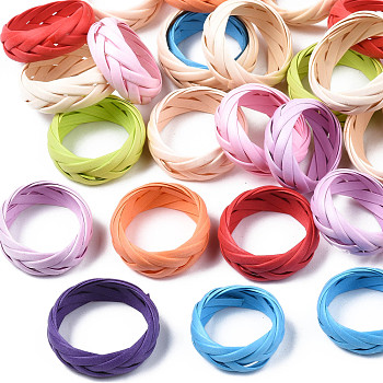 Straw Rope Braided Finger Ring for Women, Mixed Color, US Size 7(17.3mm)