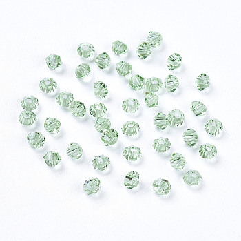 Imitation Austrian Crystal Beads, Grade AAA, K9 Glass, Faceted, Bicone, Lime Green, 3x3mm, Hole: 0.7~0.9mm