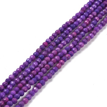 Natural Sugilite Beads Strands, Faceted, Round, 2~2.5mm, Hole: 0.7mm, about 182pcs/strand, 15.55''(39.5cm)