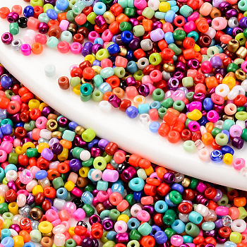 13/0 Glass Seed Beads, Baking Paint, Round Hole, Round, Mixed Color, 13/0, 2~2.5x1.5~2mm, Hole: 0.8mm, about 450g/bag