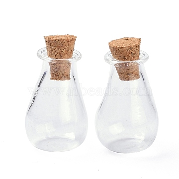 Glass Cork Bottles Ornament, Glass Empty Wishing Bottles, DIY Vials for Pendant Decorations, Clear, 15.5x28mm(AJEW-O032-02F)