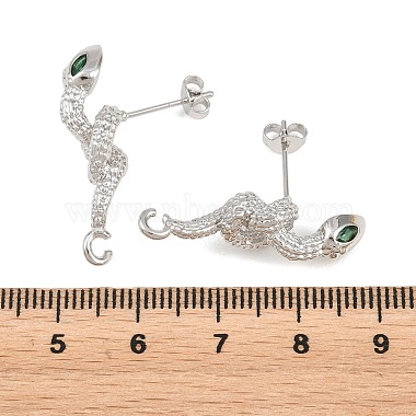 Brass Micro Pave Cubic Zirconia Stud Earring Findings(KK-K340-42P)-3
