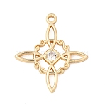 Brass Pave Clear Cubic Zirconia Pendants, Knot Charms, Real 14K Gold Plated, 39x35x4mm, Hole: 2.5mm(ZIRC-L106-04G-02)