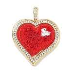 Brass Micro Pave Cubic Zirconia Pendants, with Cotton, Long-Lasting Plated, Rack Plating, Lead Free & Cadmium Free, Heart Charms, Real 18K Gold Plated, 34x27.5x7mm, Hole: 5.5x3mm(KK-C251-15G)