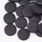 Natural Pear Wood Beads, Dyed, Flat Round, Black, 25x5mm, Hole: 2mm(WOOD-T009-2.5cm-01)