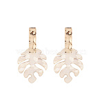 Alloy & Acrylic Stud Dangle Earrings, Golden, Leaf, 55x30mm(WGCB3D8-02)