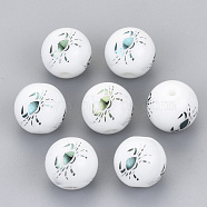 Electroplate Glass Beads, Round with Constellations Pattern, Green Plated, Cancer, 10mm, Hole: 1.2mm(EGLA-S178-11F-05)