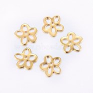 304 Stainless Steel Links, Etched Metal Embellishments, Flower, Golden, 10x10x0.8mm, Hole: 2.5~3x1.5~2mm(X-STAS-E436-15G)