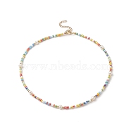 Natural Pearl & Glass Beaded Necklace for Women, Colorful, 15.94 inch(40.5cm)(X-NJEW-JN04241)