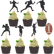 5 Sets Paper Cake Toppers, Rugby Cake Inserted Cards, Black, 30~50x31~61mm, 7pcs/set(AJEW-SC0002-73)