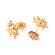 Brass Stud Earrings for Women, Sun Ear Studs, Golden, 12x12x3mm, Pin: 1mm(X-KK-M239-01G)