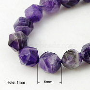 Natural Amethyst Beads Strands, Star Cut Round Beads, Faceted, Mauve, 6mm, Hole: 1mm, about 32pcs/strand, 7.8 inch(G-G100-6mm-1)