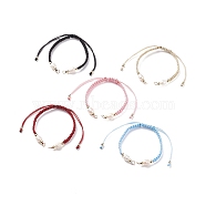 Half Finished Polyester Braided Pearl Bracelet, with Jump Rings, for Adjustable Connector Bracelet Making , Mixed Color, 12-5/8 inch(32cm), 5~6.5mm(AJEW-JB01128)