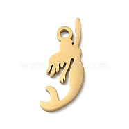 Ion Plating(IP) 304 Stainless Steel Pendants, Manual Polishing, Mermaid Charms, Golden, 18x6.5x1mm, Hole: 1.6mm(STAS-Q303-24G)