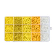 DIY 15 Grids ABS Plastic & Glass Seed Beads Jewelry Making Finding Beads Kits, Rondelle, Gold, 2~4.5x1.5~4.5mm, Hole: 0.8~1.2mm(DIY-G119-02G)