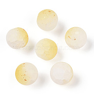 Frosted Baking Painted Crackle Glass Beads with Glitter Powder, Two Tone, Round, Champagne Yellow, 8x7.5mm, Hole: 1.6mm, about 1538pcs/1000g(DGLA-T004-8mm-01I)