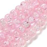 (Defective Closeout Sale) Spray Painted Crackle Glass Beads Strands, Round, Pearl Pink, 8mm, Hole: 1.3~1.6mm, about 100pcs/strand, 29.92~30.31 inch(76~77cm)(CCG-XCP0001-07)