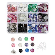 DIY Stud Earring Making Kits, Including 220Pcs 11 Colors Resin Cabochons, 20Pcs 304 Stainless Steel Flat Round Stud Earring Settings and 20Pcs Plastic Ear Nuts, Mixed Color, 12x3mm(DIY-SZ0002-14)