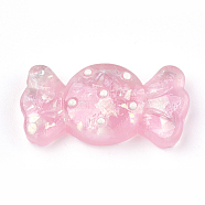 Resin Cabochons, with Shell Chip, Candy, Pink, 30.5x15.5x8mm(CRES-S304-51C)