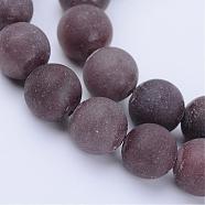 Natural Purple Aventurine Beads Strands, Round, Frosted, 10~10.5mm, Hole: 1.2mm, about 37~40pcs/strand, 14.9~15.1 inch(38~38.5cm)(G-Q462-10mm-15)