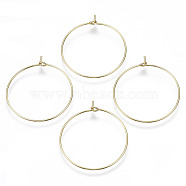 Brass Wine Glass Charms Rings, Hoop Earring Findings, DIY Material for Basketball Wives Hoop Earrings, Nickel Free, Real 18K Gold Plated, 35x30x0.7mm, 21 Gauge(X-KK-R112-037B-NF)