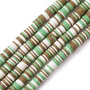 Handmade Polymer Clay Beads Strands, for DIY Jewelry Crafts Supplies, Heishi Beads, Disc/Flat Round, Olive, 8x1mm, Hole: 2mm, about 350pcs/strand, 15.75''(40cm)(CLAY-R089-8mm-T003)