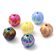 UV Plating Opaque Acrylic Beads, Iridescent, Pumpkin, Mixed Color, 15.5x14mm, Hole: 2.5mm(SACR-L005-05)