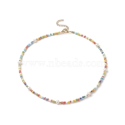 Natural Pearl & Glass Beaded Necklace for Women, Colorful, 15.94 inch(40.5cm)(X-NJEW-JN04241)